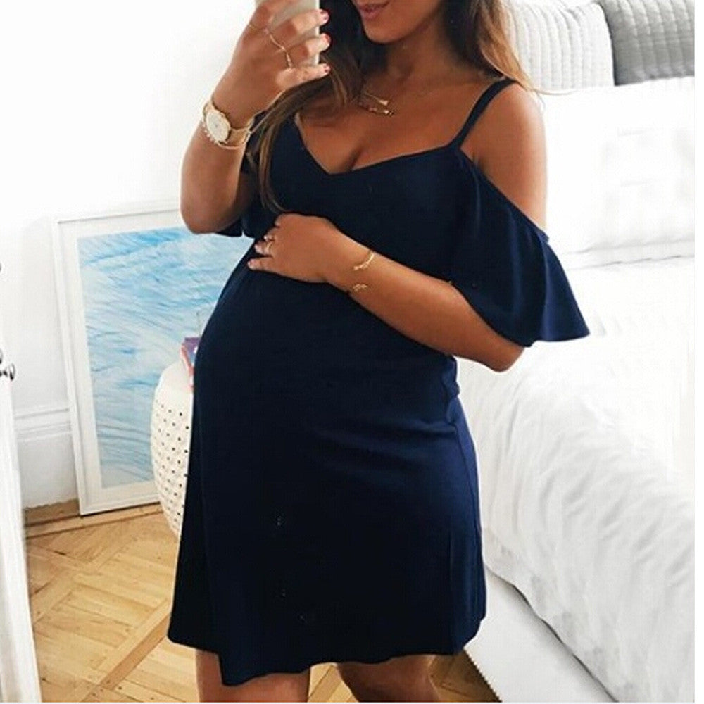 Breathable Maternity Dress-Black